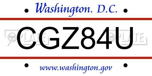 CGZ84U District Of Columbia License Plate