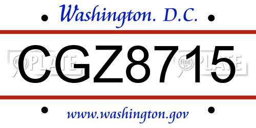 CGZ8715 District Of Columbia License Plate
