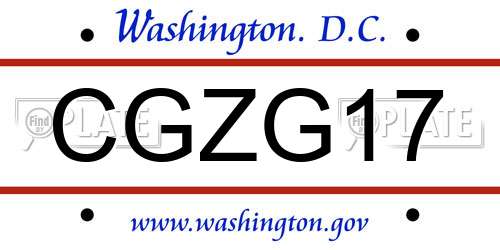 CGZG17 District Of Columbia License Plate