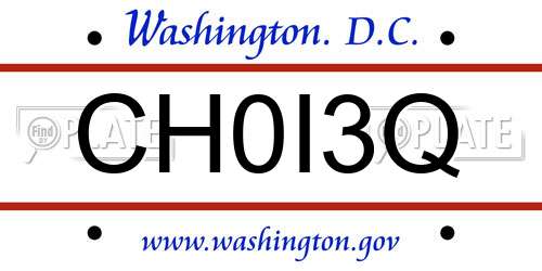 CH0I3Q District Of Columbia License Plate