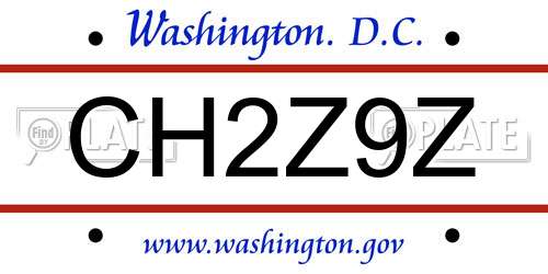 CH2Z9Z District Of Columbia License Plate