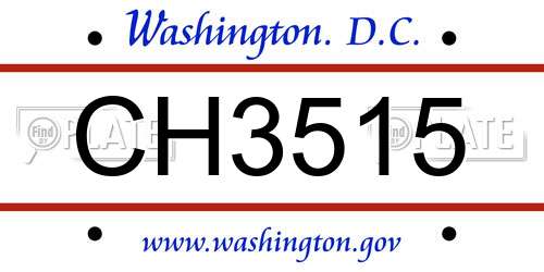 CH3515 District Of Columbia License Plate