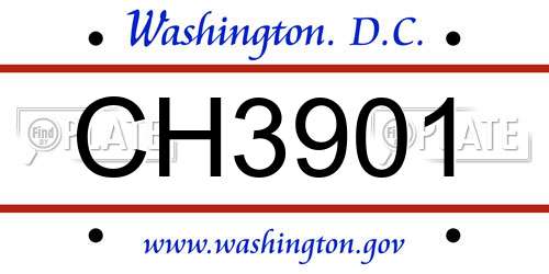 CH3901 District Of Columbia License Plate