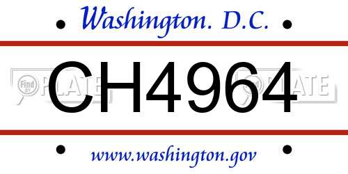 CH4964 District Of Columbia License Plate