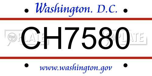 CH7580 District Of Columbia License Plate
