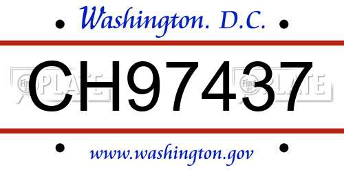CH97437 District Of Columbia License Plate