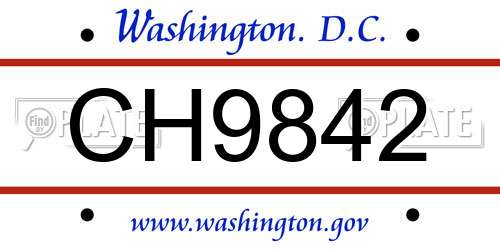 CH9842 District Of Columbia License Plate