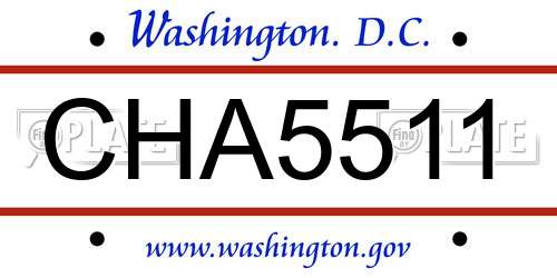 CHA5511 District Of Columbia License Plate