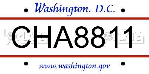 CHA8811 District Of Columbia License Plate