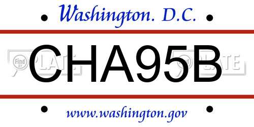 CHA95B District Of Columbia License Plate