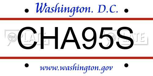 CHA95S District Of Columbia License Plate