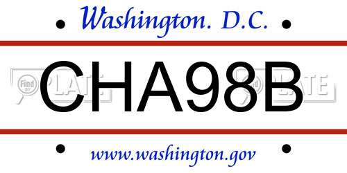 CHA98B District Of Columbia License Plate