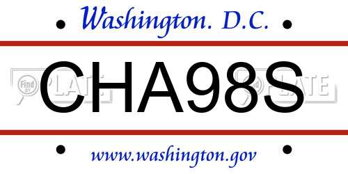 CHA98S District Of Columbia License Plate