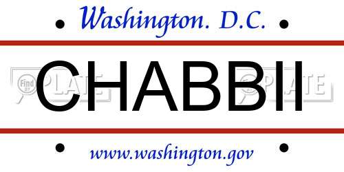 CHABBII District Of Columbia License Plate