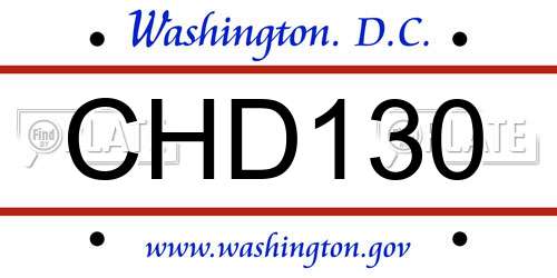 CHD130 District Of Columbia License Plate