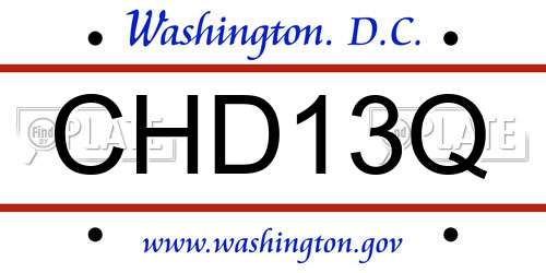 CHD13Q District Of Columbia License Plate