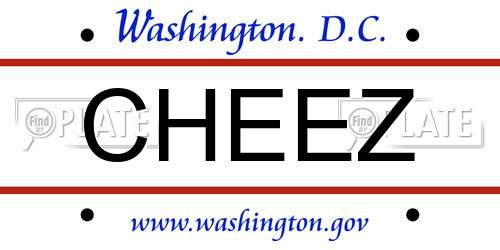 CHEEZ District Of Columbia License Plate