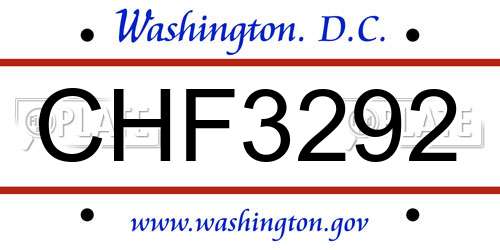 CHF3292 District Of Columbia License Plate