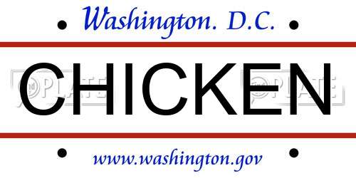 CHICKEN District Of Columbia License Plate