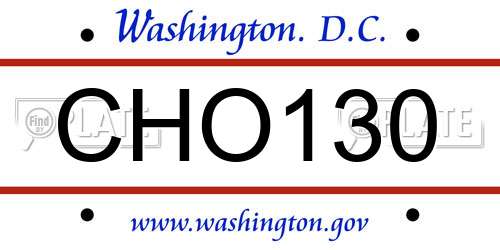 CHO130 District Of Columbia License Plate