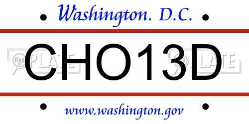 CHO13D District Of Columbia License Plate