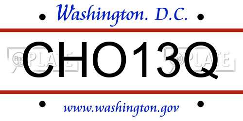CHO13Q District Of Columbia License Plate