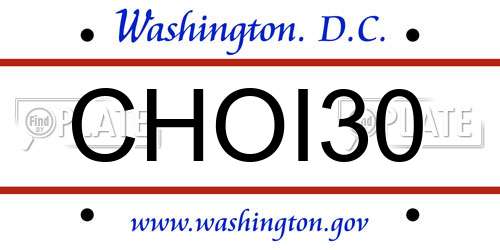 CHOI30 District Of Columbia License Plate