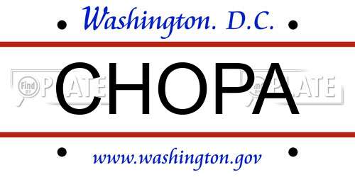 CHOPA District Of Columbia License Plate