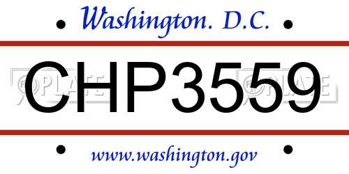 CHP3559 District Of Columbia License Plate