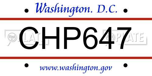 CHP647 District Of Columbia License Plate