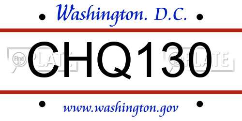 CHQ130 District Of Columbia License Plate