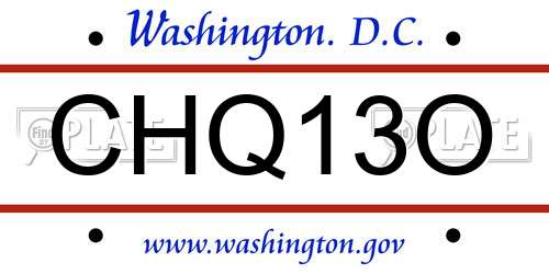 CHQ13O District Of Columbia License Plate