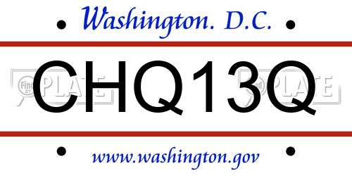 CHQ13Q District Of Columbia License Plate