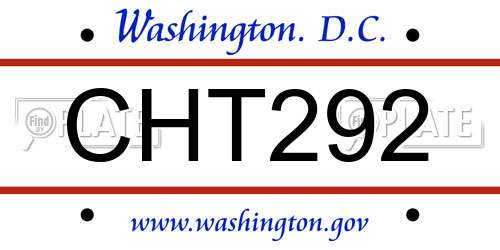 CHT292 District Of Columbia License Plate