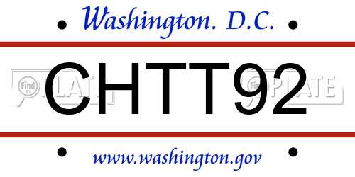 CHTT92 District Of Columbia License Plate