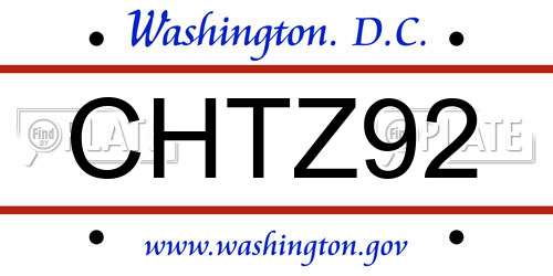 CHTZ92 District Of Columbia License Plate