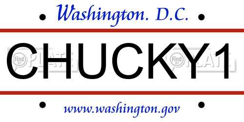 CHUCKY1 District Of Columbia License Plate