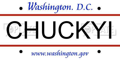 CHUCKYI District Of Columbia License Plate