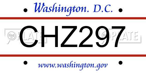 CHZ297 District Of Columbia License Plate