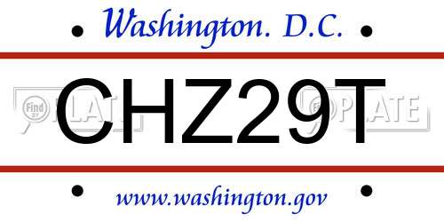 CHZ29T District Of Columbia License Plate