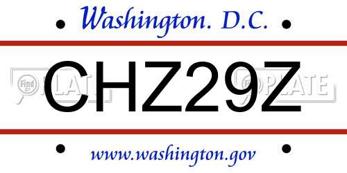 CHZ29Z District Of Columbia License Plate