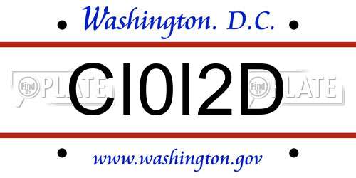 CI0I2D District Of Columbia License Plate