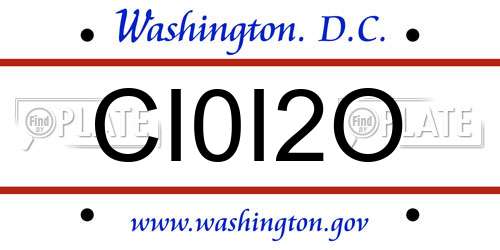 CI0I2O District Of Columbia License Plate