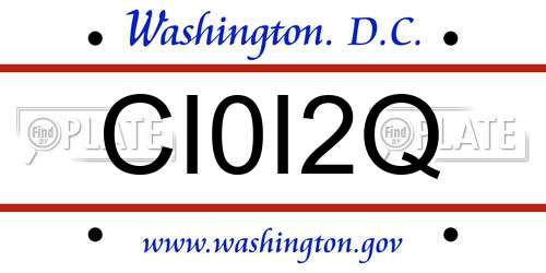 CI0I2Q District Of Columbia License Plate
