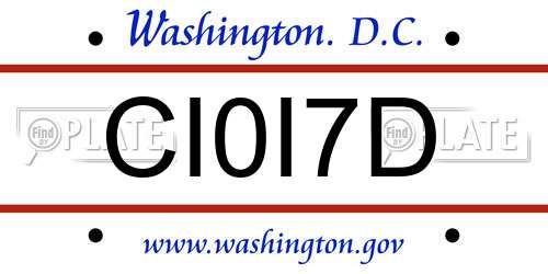 CI0I7D District Of Columbia License Plate