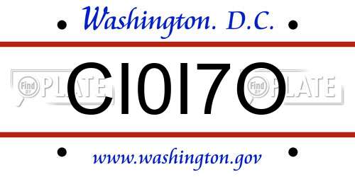 CI0I7O District Of Columbia License Plate