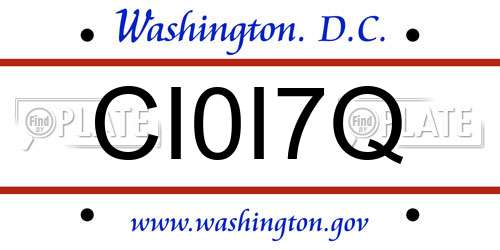 CI0I7Q District Of Columbia License Plate
