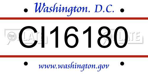 CI16180 District Of Columbia License Plate