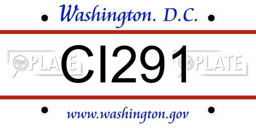 CI291 District Of Columbia License Plate