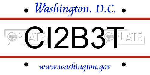 CI2B3T District Of Columbia License Plate